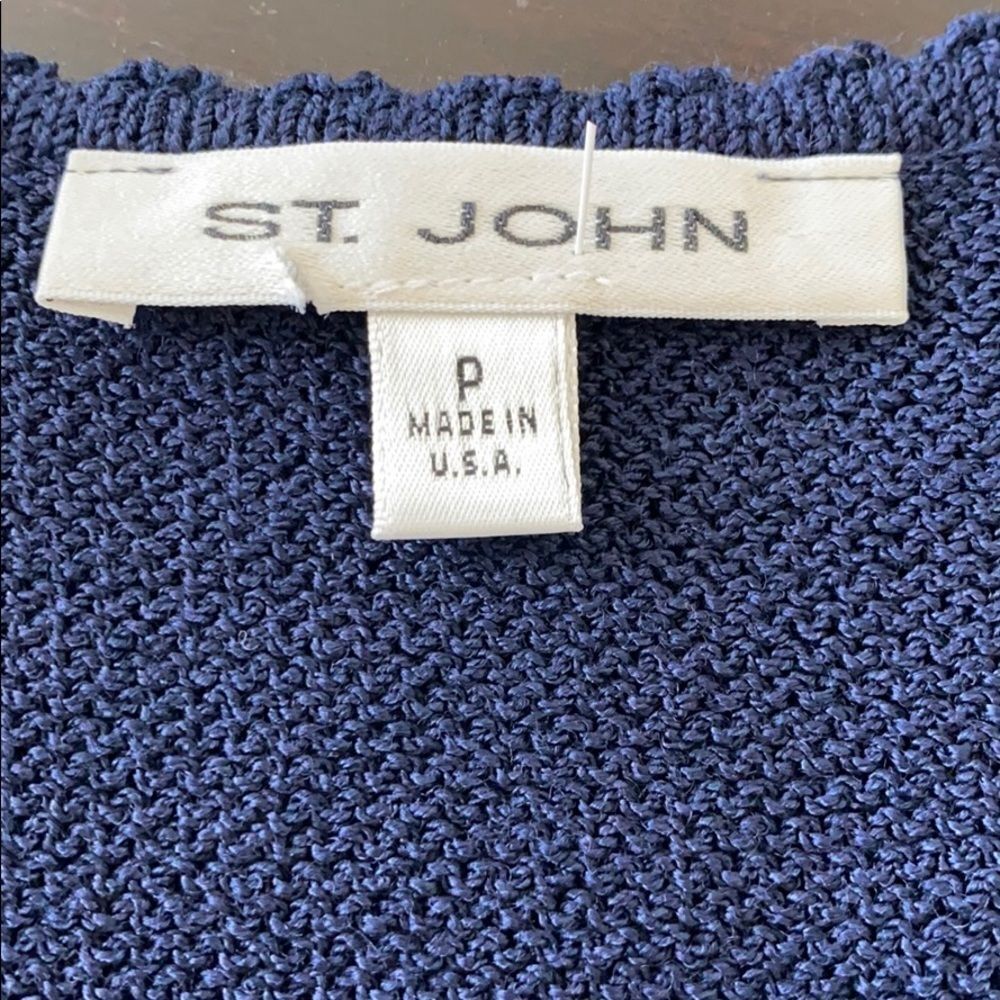 Vintage St. John navy blue knit retro mod top P S - Picture 9 of 9